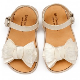 BabyWalker Βαπτιστικά παπούτσια Πέδιλο με φιόγκο Εκρού BS.3592